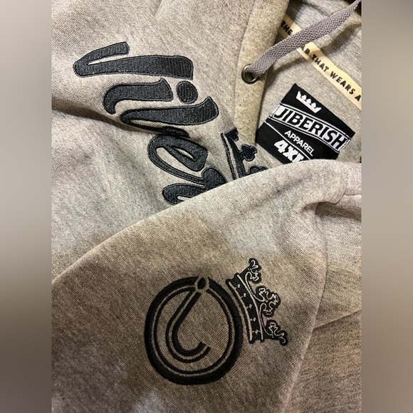 Vintage Jiberish Script Hoodie, 2011, Grey, 4XL - Picture 4 of 8